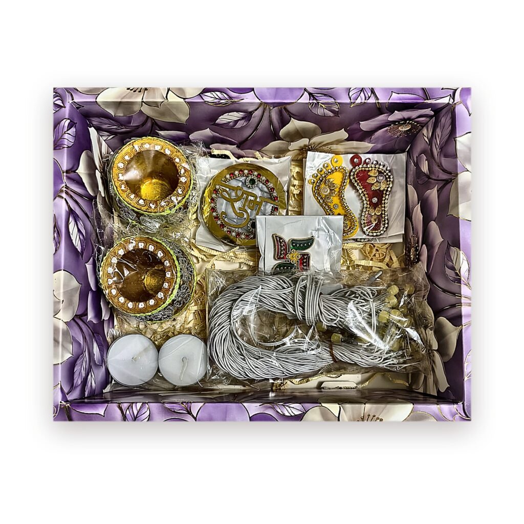 Roshni Matka Diya Hamper with Fairy Lights: open