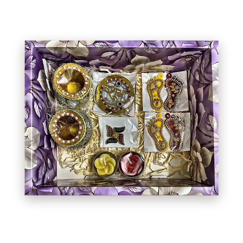 Tarang Matka Diya Hamper with Floating Candles: open