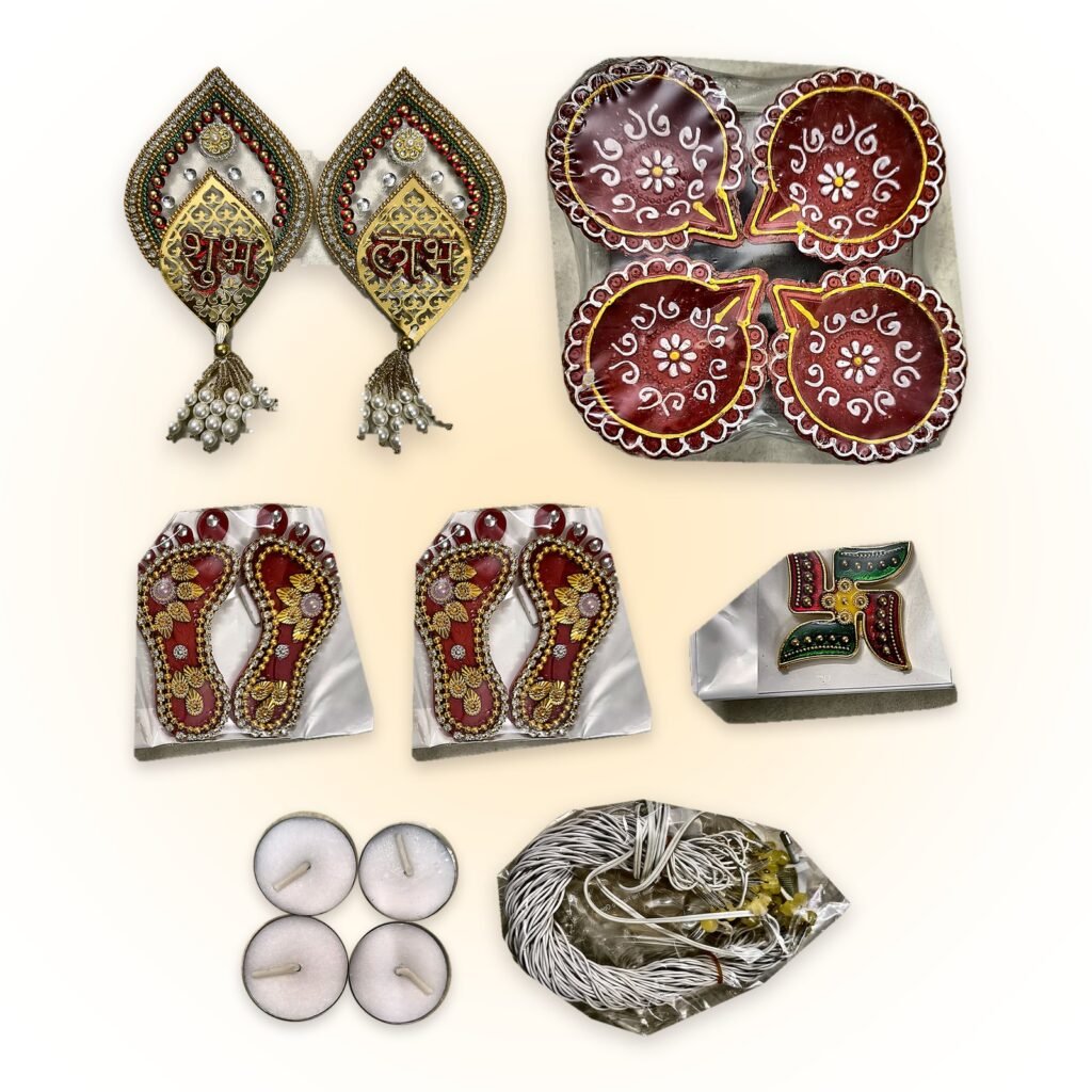 Mangal Roshni Red Diya Hamper with Fairy Lights: whats inside